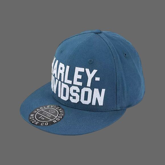 Harley-Davidson Men's H-D Felt Block Fitted Baseball Cap - Blue 99410-22VM NWT - Picture 8 of 9
